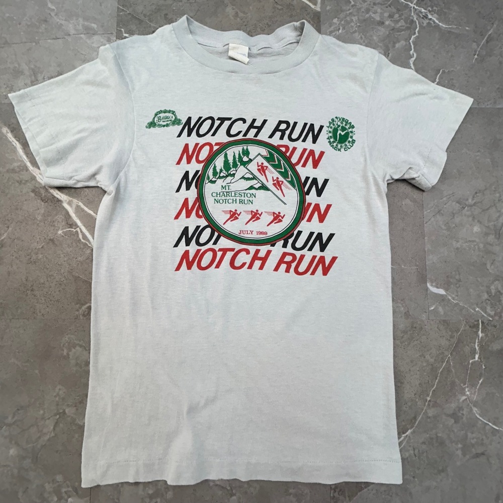 80s Vintage Marathon Graphic Tee Mens Medium Notch Run Neveda Mt Charleston